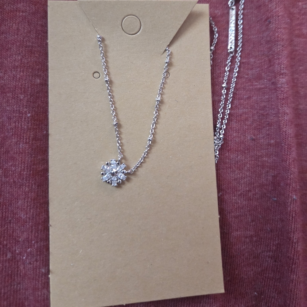 Kendra Scott Silver Necklace with Crystal Pendant